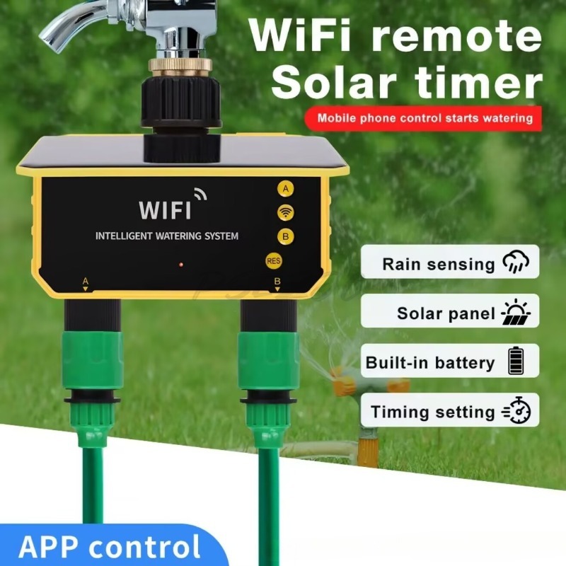 WiFi Solar Water Valve Irrigat - Timer Dual Outlet 评论和价格