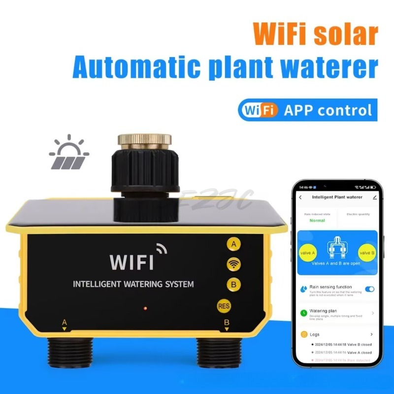 WiFi Solar Water Valve Irrigat - Timer Dual Outlet 评论和价格